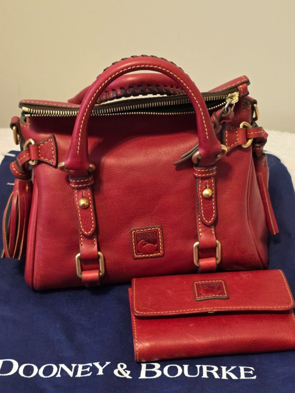 Dooney & Bourke Florentine Micro Satchel Crossbody w/ Matching Wallet (Red)